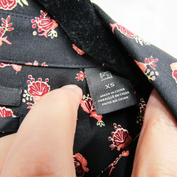Scotch & Soda Shirt Womens XS Black Pink Floral Pamour Toujours Long Sleeve - Picture 8 of 10